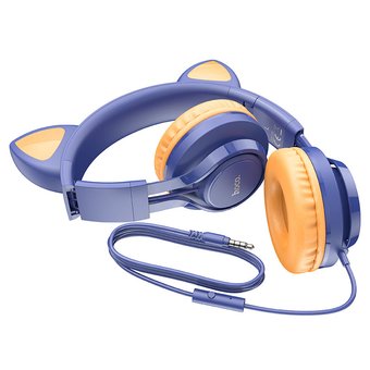 Наушники полноразмерные HOCO W36 Cat ear headphones with mic, midnight blue 