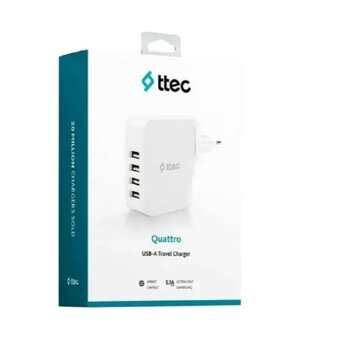  СЗУ TTEC 2SC02B Quattro Worldwide Travel Charger 5.1A/25W 4 USB Port White 