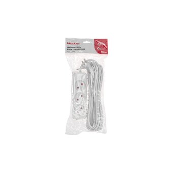  Удлинитель Rexant 13-4008 Standard 3 гнезда, 5м, б/з, белый 