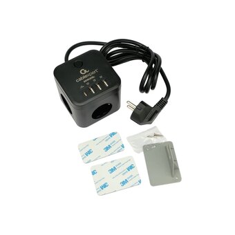  Сетевой фильтр Cablexpert Cube CUBE-3-CU3-B-1.5 черный, 3 розетки 