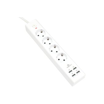  Сетевой фильтр Cablexpert Exnovo EXN-4-U4-W-2 белый, 4 розетки 