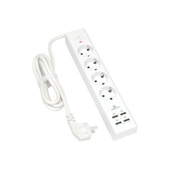  Сетевой фильтр Cablexpert Exnovo EXN-4-U4-W-2 белый, 4 розетки 
