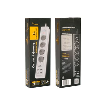  Сетевой фильтр Cablexpert Exnovo EXN-4-U4-W-2 белый, 4 розетки 