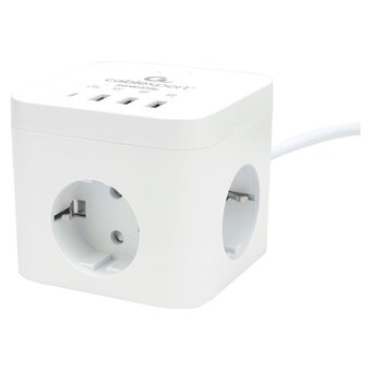 Сетевой фильтр Cablexpert Cube CUBE-3-CU3-W-1.5 белый, 3 розетки 