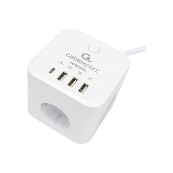  Сетевой фильтр Cablexpert Cube CUBE-3-CU3-W-1.5 белый, 3 розетки 