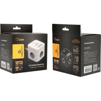  Сетевой фильтр Cablexpert Cube CUBE-3-CU3-W-1.5 белый, 3 розетки 