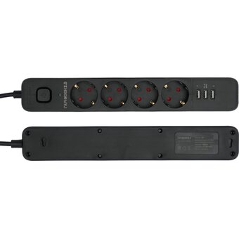  Сетевой фильтр Гарнизон EPS-4-U3-B-2 черный, 4 розетки 2м 