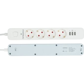  Сетевой фильтр Гарнизон EPS-4-U3-W-2 белый, 4 розетки 2м 