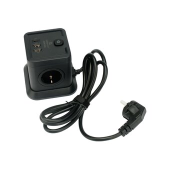  Сетевой фильтр Cablexpert Tower TWR-4-CU2-B-2 черный, 4 розетки 
