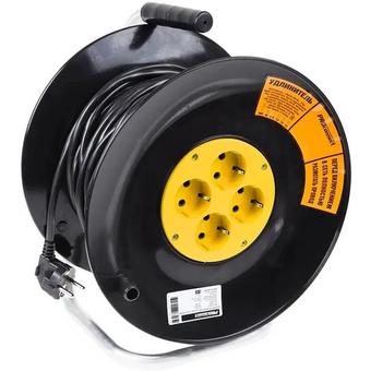  Удлинитель силовой PROconnect Standard 11-7607 3x1.0кв.мм 4розет. 50м ПВС 10A катушка черный 