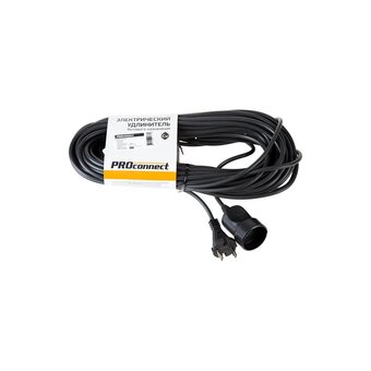  Удлинитель силовой PROconnect PROc-Uc 11-7115 2x0.75кв.мм 1розет. 20м ПВС 6A без катушки черный 