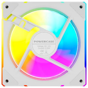  Вентилятор Powercase (M61-12W ARGB) White 120x120x25мм (PWM, 4pin PWM (M+F)+ 3pin ARGB (M+F), 600-1500 об/мин) Bulk 