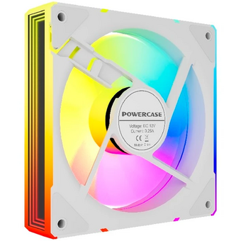  Вентилятор Powercase (M61-12W ARGB) White 120x120x25мм (PWM, 4pin PWM (M+F)+ 3pin ARGB (M+F), 600-1500 об/мин) Bulk 