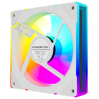  Вентилятор Powercase (M61-12W ARGB) White 120x120x25мм (PWM, 4pin PWM (M+F)+ 3pin ARGB (M+F), 600-1500 об/мин) Bulk 