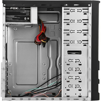  Корпус Foxline FL-301-FZ450-RW ATX case, black, w/PSU 8cm 450 Ватт, w/4xUSB2.0, w/o FAN, w/DVD-RW, w/C13-C14 cable 1.5m 