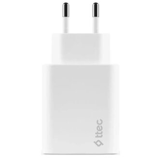  СЗУ TTEC 2SCG01B SmartCharger Duo GAN PD 50W Fast Travel Charger USB-C + USB-C White 