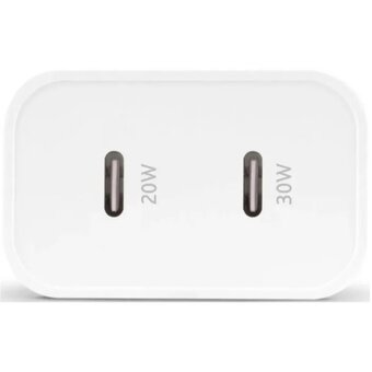  СЗУ TTEC 2SCG01B SmartCharger Duo GAN PD 50W Fast Travel Charger USB-C + USB-C White 