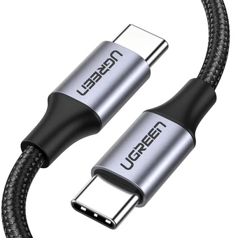  Кабель UGREEN US261 (50149) USB 2.0 C M/M Round Cable Nickel Plating Aluminum Shell 0.5m Gray Black 