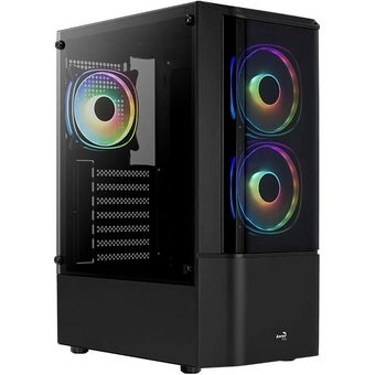  Корпус AEROCOOL Quantum-G-BK-v2 (4710562758511) Miditower ATX, micro ATX, mini-ITX W/PSU 7x12cm Fan (1 предустановлен) черный с окном 