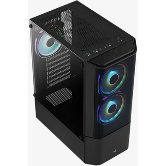  Корпус AEROCOOL Quantum-G-BK-v2 (4710562758511) Miditower ATX, micro ATX, mini-ITX W/PSU 7x12cm Fan (1 предустановлен) черный с окном 