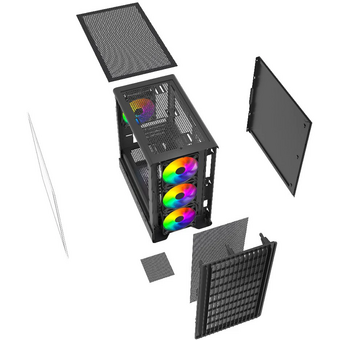  Корпус Powercase Mistral Micro C4B ARGB (CMMCB-A4), Tempered Glass, 4x 120mm ARGB PWM Fan, чёрный, mATX 