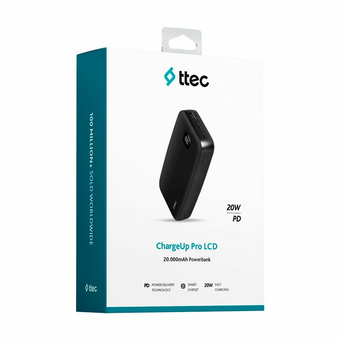  Внешний аккумулятор TTEC 2BB213S ChargeUp Pro LCD 20000mAh PD 20W Powerbank Black 