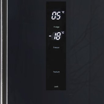  Холодильник GINZZU NFK-575 черное стекло inverter 