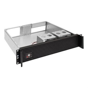  Корпус ExeGate Pro 2U400-04AL EX297727RUS (RM 19", высота 2U, глубина 400, передняя панель - алюминий, без БП, 2*USB) 