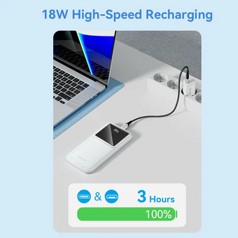  Внешний аккумулятор Vention FHKW0 10000mAh (M/C-A/A) 22.5W Белый с LED дисплеем 