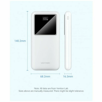  Внешний аккумулятор Vention FHKW0 10000mAh (M/C-A/A) 22.5W Белый с LED дисплеем 