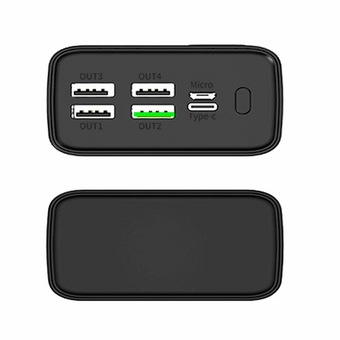  Внешний аккумулятор PERO PB07 30000mAh, Li-Pol, output USB-C + 4 USB-A черный 