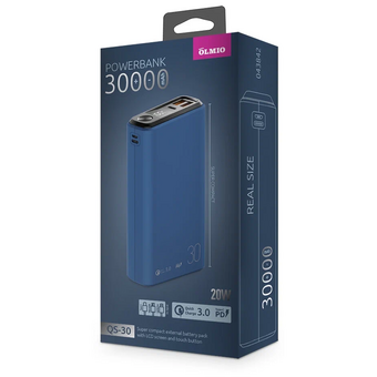  Внешний АКБ OLMIO QS-30 30000mAh 22.5W темно-синий 