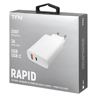 СЗУ TFN TFN-WC10 USB/USB-C PD 20W б/кабеля white 