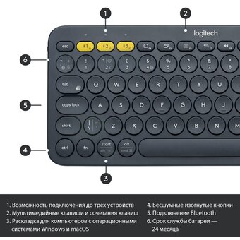  Клавиатура Logitech K380 (920-007590) черный 