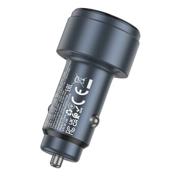  АЗУ HOCO Z57B Glorious 63W dual-port digital display PD45W+QC3.0 cabel Type-C to Type-C металлически серый 