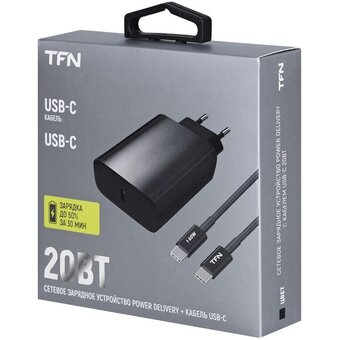  СЗУ TFN TFN-WC36 Type-C PD 20W+кабель Type-C bk 