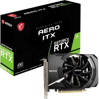  Видеокарта MSI NVIDIA GeForce RTX 3060Ti (RTX 3060 Ti AERO ITX 8G OC LHR) 8192Mb 256 GDDR6 1695/14000 HDMIx1 DPx3 HDCP Ret 