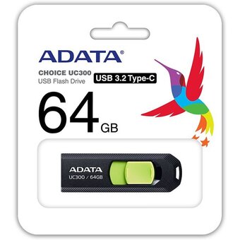  USB-флешка A-DATA UC300 (ACHO-UC300-64GRBK/GN) 64GB, Type-C 