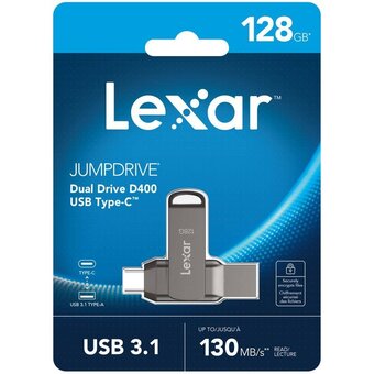  USB-флешка Lexar 2-in-1 (LJDD400128G-BNQNG) 128GB USB 3.1 Gen1/Type-C, металл/пластик 