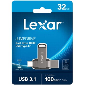  USB-флешка Lexar 2-in-1 (LJDD400032G-BNQNG) 32GB USB 3.1/Type-C, металл/пластик 