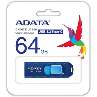  USB-флешка A-DATA UC300 (ACHO-UC300-64GRNB/BU) 64GB, Type-C 