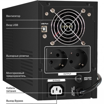  ИБП Exegate SineTower SN-1500.LCD.AVR.2SH.1C13.USB EX295982RUS (инвертор, синус, для котла) 1500VA/1200W, чистая синусоида, LCD дисплей, AVR 