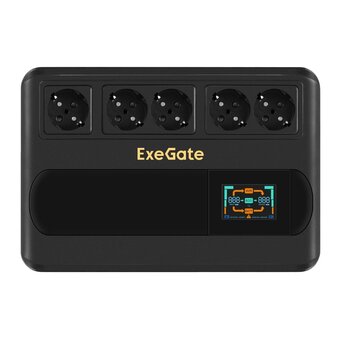  ИБП Exegate ExeGate NEO Smart BU-600.LCD.AVR.5SH EX295684RUS 600VA/360W, цветной LCD-дисплей, AVR, 5*Schuko, Black 