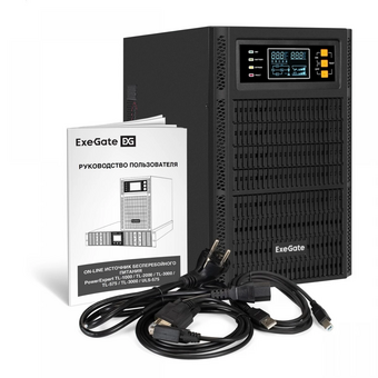  ИБП Exegate PowerExpert TL-3000.96V.LCD.AVR.3SH.USB.RS232.SNMP EX296950RUS 3000VA/3000W, On-Line, PF=1, LCD, 3*Schuko, RS232, USB 