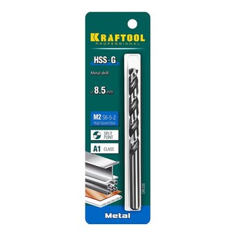  Сверло Kraftool 29651-8.5 по металлу Д-8.5мм Дл-117мм (1пред) для шуруповертов/дрелей 
