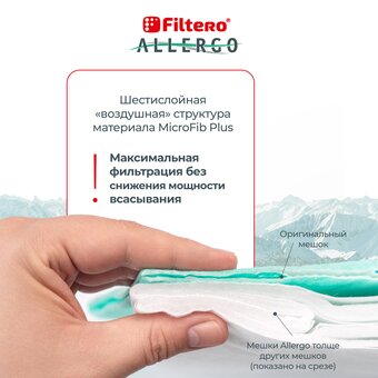  Пылесборники Filtero FLS 01 (S-bag) (4) Allergo 4шт 