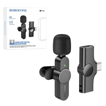  Микрофон Borofone BFK12 iPhone/Type-C черный 