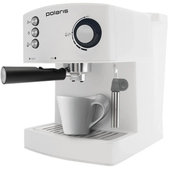  Кофеварка рожковая Polaris PCM 1527E Adore Crema белый/черный 