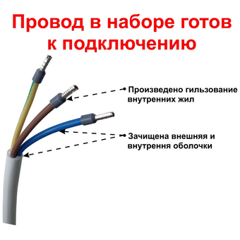  Комплект для подключения электрических плит Verygoods VG-315 (провод 1,5м и разъем) 