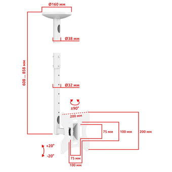 Кронштейн UniTeki LCD2101NW white 